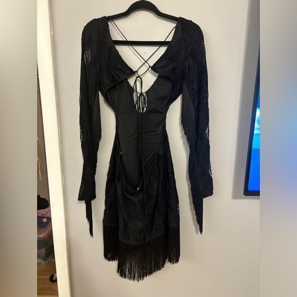 For Love and Lemons Aubrey Mini Dress in Black Size Medium NWT - Picture 10 of 11